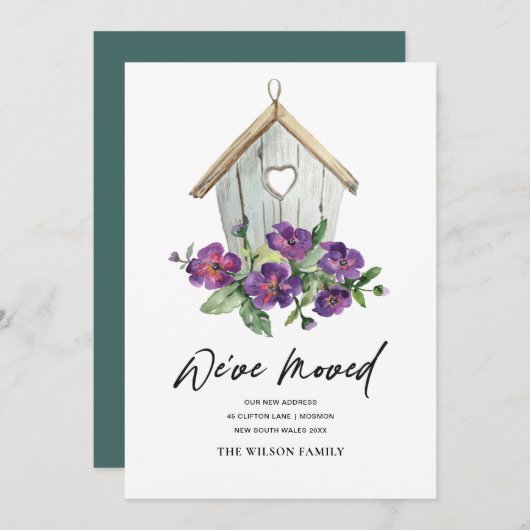 白素朴フローラバードハウス新しい住所を移動 案内状 (正面/裏面)