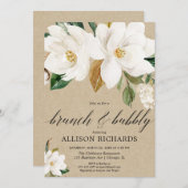 白素朴フローラブランチ気泡ブライダルシャワー 招待状 (正面/裏面)