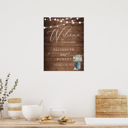 白素朴フローララエレガントイト木結婚製 ポスター (キッチン)