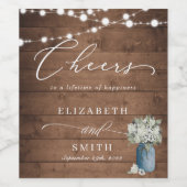 白素朴フローララエレガントイト木結婚製 ワインラベル (シングルラベル)