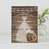 白素朴フローラ付き木製バレルブライダルシャワー 招待状 (スタンド正面)