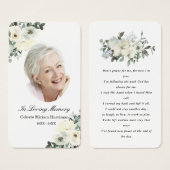 白素朴フローラ写真葬式祈りの言葉カード (正面&裏面)