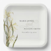 白素朴フローラ水彩結婚色 ペーパープレート (正面)