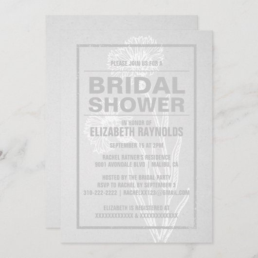 白素朴ブライダルシャワー招待状 招待状 (正面/裏面)