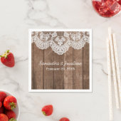 白素朴レースとウッド結婚ズ スタンダードカクテルナプキン (インサイチュ)