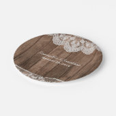 白素朴レースとウッド結婚ズ ペーパープレート (アングル)