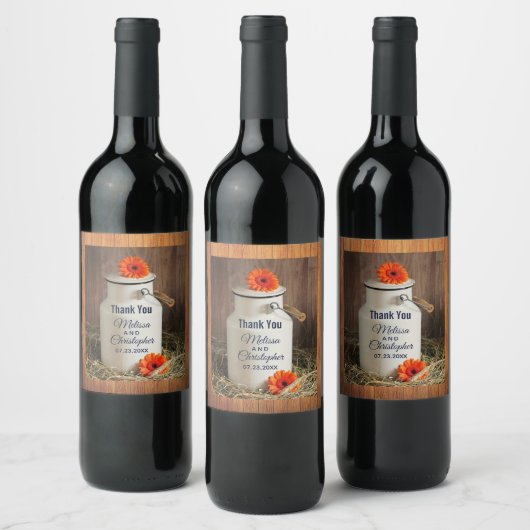 白素朴乳ジューグ花付き有難う ワインラベル (ボトル)