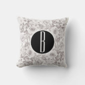 白素朴冬バラモノグラムレターイニシャル クッション (正面)