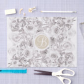 白素朴冬バラモノグラムレターイニシャル 薄葉紙 (クラフト)