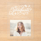 白素朴書写真卒業 アクリル招待状 (正面)