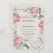 白素朴木とヴィンテージピンクローズ結婚ズ 招待状 (正面/裏面)