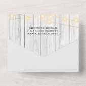 白素朴木のアントラーのストリングラ結婚イト オールインワン招待状 (裏面)