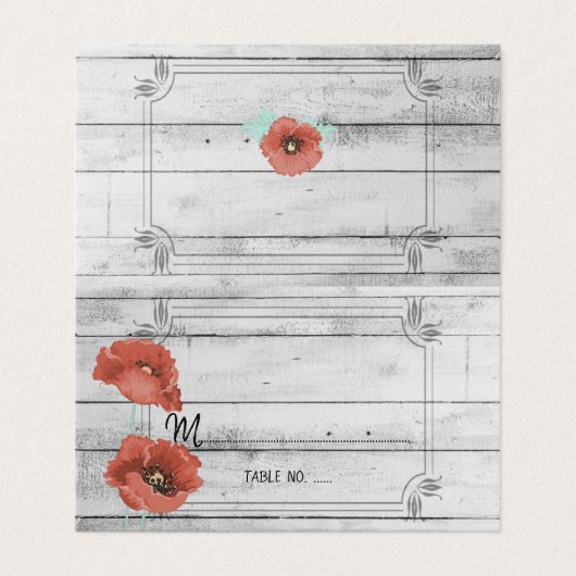 白素朴木のケシの結婚花のテーブル番号。 名刺 (外部フラット)