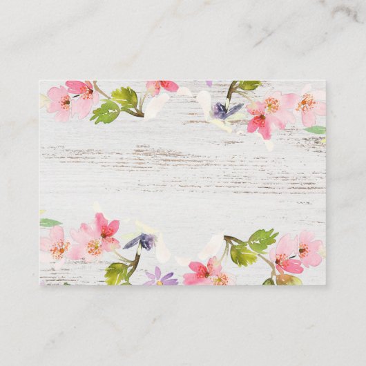 白素朴木のピンクの花模様予約 プレイスカード (裏面)