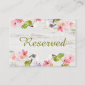 白素朴木のピンクの花模様予約 プレイスカード (正面)