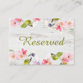 白素朴木のピンクの花模様予約 プレイスカード