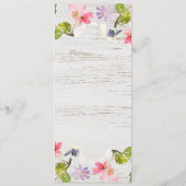 白素朴木のピンクの花模様予約 メニュー (裏面)