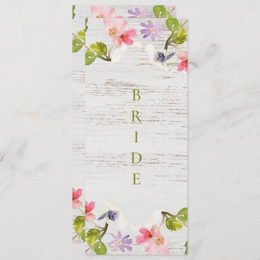 白素朴木のピンクの花模様予約 メニュー (正面/裏面)