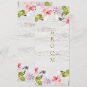 白素朴木のピンクの花模様予約 メニュー (正面/裏面)