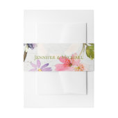 白素朴木のピンクの花模様結婚ズ 招待状ベリーバンド (正面例)