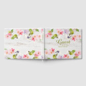 白素朴木のピンクの花模様 ゲストブック (全面)