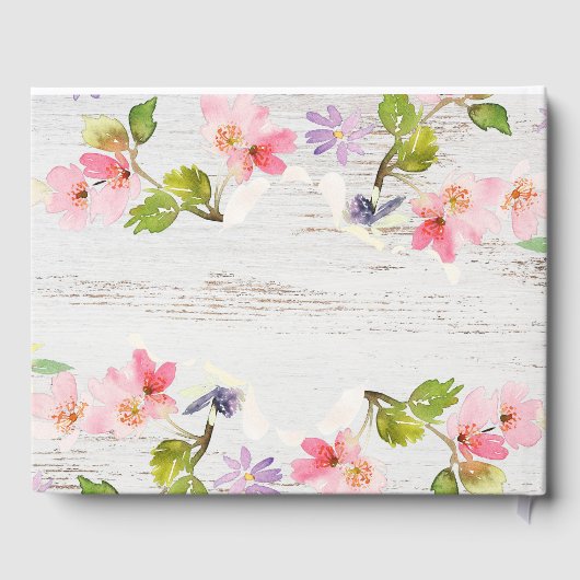 白素朴木のピンクの花模様 ゲストブック (裏面)