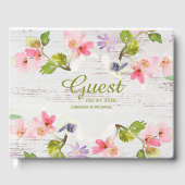 白素朴木のピンクの花模様 ゲストブック (正面)