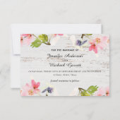 白素朴木のピンクの花模様 セーブザデート (裏面)