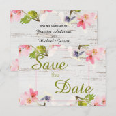 白素朴木のピンクの花模様 セーブザデート (正面/裏面)