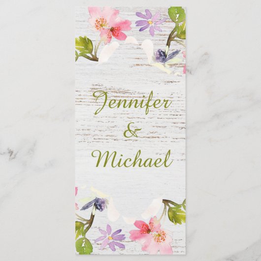 白素朴木のピンクの花模様 メニュー (裏面)