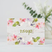 白素朴木のピンクの花模様 出欠カード (スタンド正面)