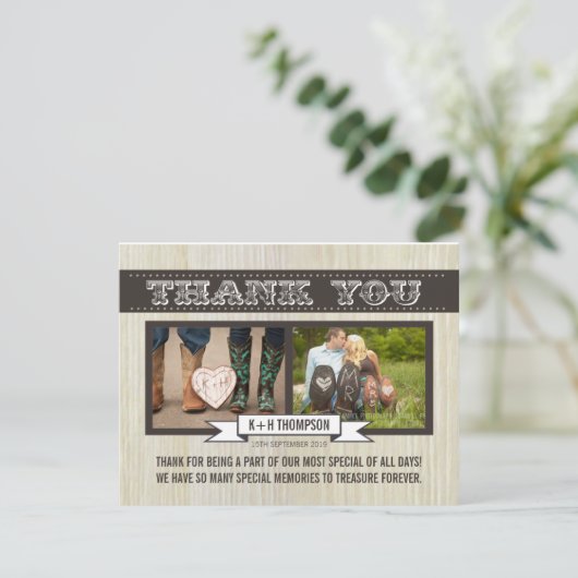 白素朴木の結婚ありがとうフォトカード サンキューカード (スタンド正面)