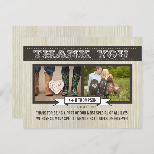 白素朴木の結婚ありがとうフォトカード サンキューカード (正面/裏面)