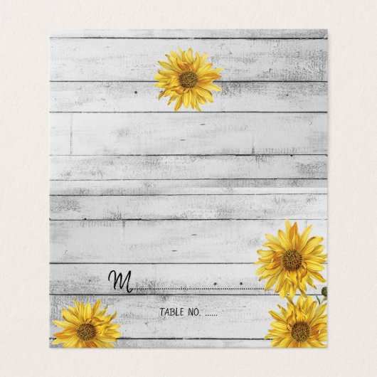 白素朴木ひまわり結婚のテーブル番号。 名刺 (外部フラット)