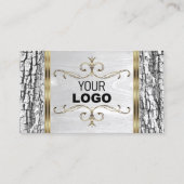 白素朴木バーク木目金ゴールドロ縁どゴ 名刺 (正面)