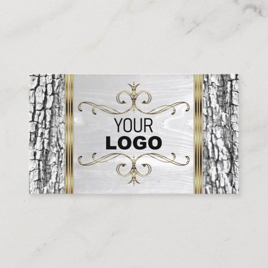 白素朴木バーク木目金ゴールドロ縁どゴ 名刺 (正面)