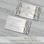 白素朴木バーク木目金ゴールド縁ど 名刺