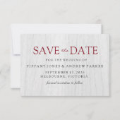 白素朴木ブルゴーニュ結婚式の日付を保存 セーブザデート (正面)