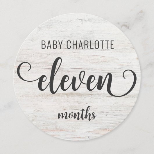 白素朴木ベビーマイルストーン11-12ヶ月のサイン (正面)