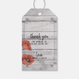白素朴木ポピーの花結婚の贈り物ラベル ギフトタグ