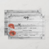 白素朴木ポピー花ウェディングRSVPカード 出欠カード (正面/裏面)