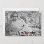 白素朴木ポピー花卒業カード 招待状 (正面)