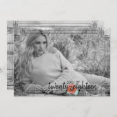 白素朴木ポピー花卒業カード 招待状 (正面/裏面)