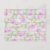 白素朴木ミントグリーン赤面ピンクの花 ポストカード (正面)