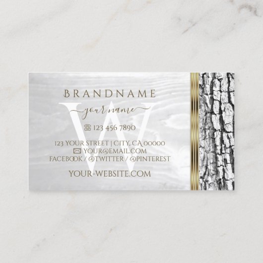 白素朴木樹皮粒金ゴールドモノグラ縁どム 名刺 (裏面)