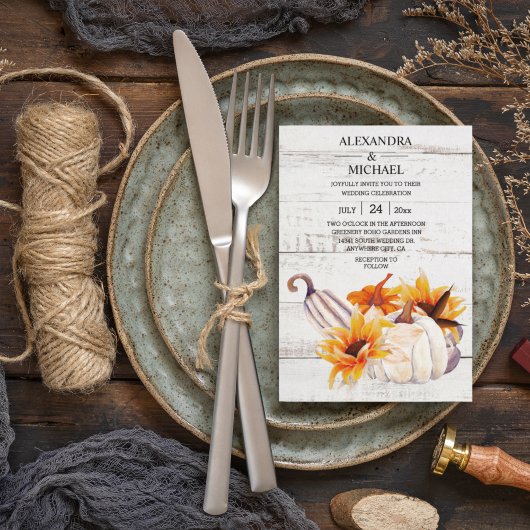 白素朴木水カラーカボチャひまわりInv 招待状