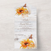 白素朴木水カラーカボチャ赤ちゃんシャワー オールインワン招待状 (内側)