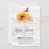 白素朴木水カラーカボチャ赤ちゃんシャワー 招待状 (正面)