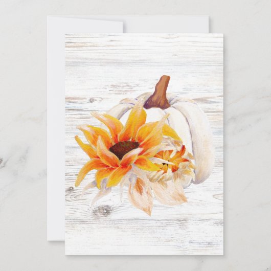 白素朴木水カラーカボチャ赤ちゃんシャワー 招待状 (裏面)