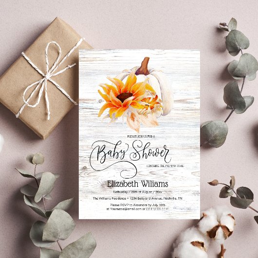 白素朴木水カラーカボチャ赤ちゃんシャワー 招待状